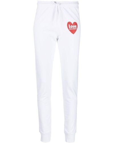 Love Moschino Pantalones de chándal con logo estampado - Blanco