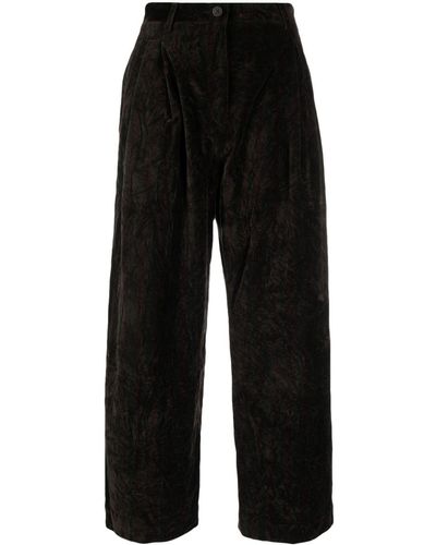 Ziggy Chen Pleated Wide-leg Cotton Trousers - Black