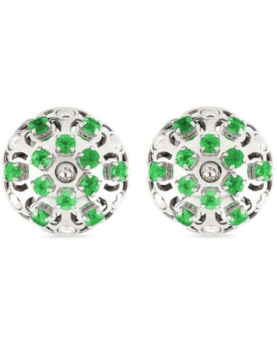 Officina Bernardi 18kt White Gold Damasco Emerald Stud Earrings - Green