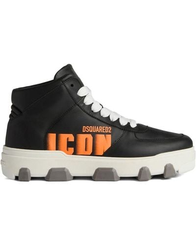 DSquared² Logo-lettering High-top Sneakers - Black