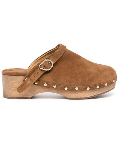 Ancient Greek Sandals Stud-detail Suede Clogs - Brown