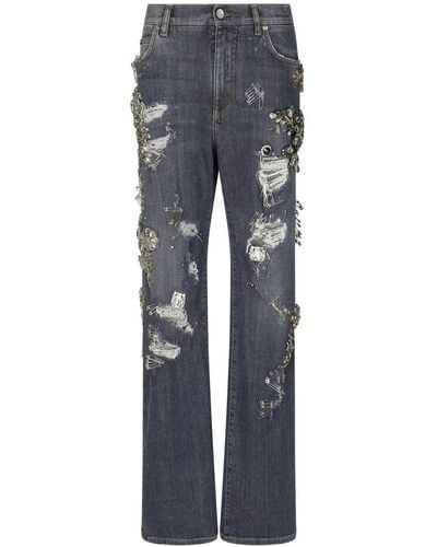 Dolce & Gabbana Gerade Jeans im Distressed-Look - Blau
