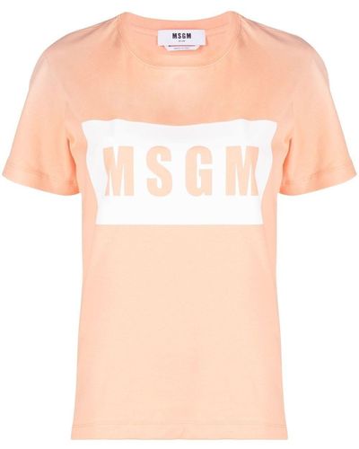MSGM Logo-print Short-sleeve T-shirt - Pink