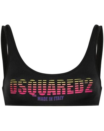 DSquared² Logo-print Bikini Top - Black
