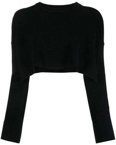 P.A.R.O.S.H. Fine-knit Cropped Sweater - Black