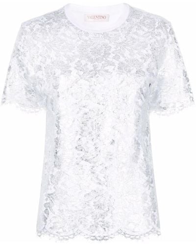 Valentino Garavani T-shirt Blossom Macramé - Bianco