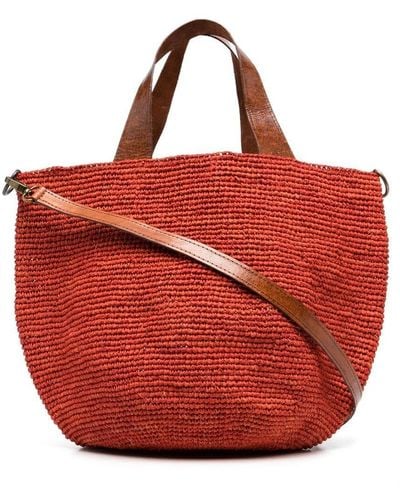 IBELIV Woven Drawstring Tote Bag - Red