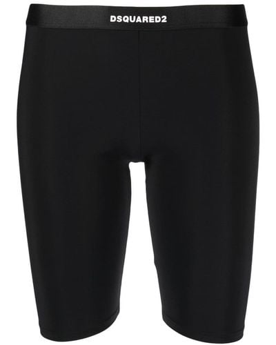 DSquared² Logo-waistband Cropped leggings - Black