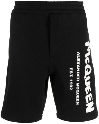 Alexander McQueen Shorts mit Logo-Print - Schwarz