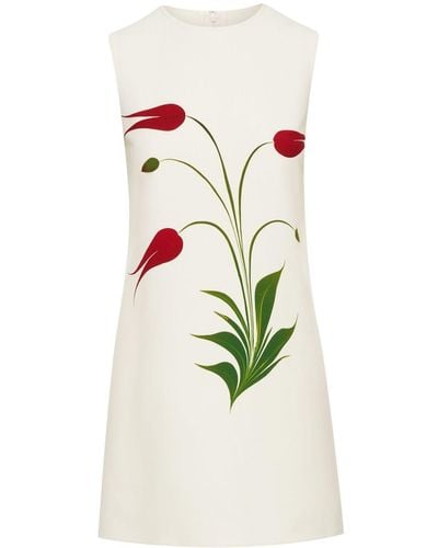 Oscar de la Renta Tulip-print Mini Dress - White