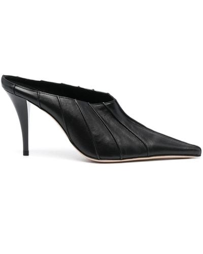 BY FAR Trish 100mm Leather Mules - Black