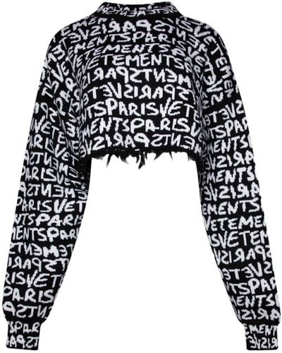 Vetements Graffiti-logo Intarsia-knit Merino Jumper - Black