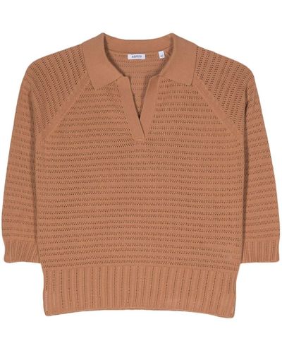 Aspesi Pointelle-knit Polo Shirt - Brown