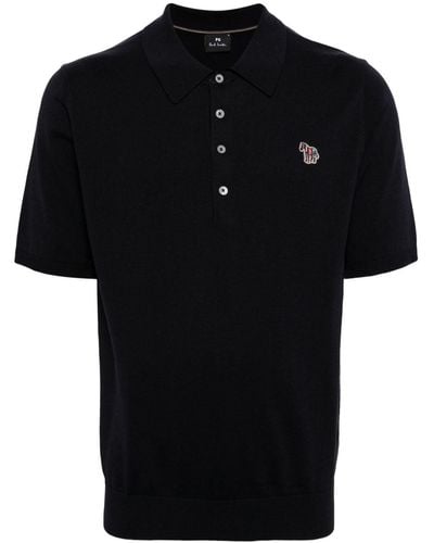 PS by Paul Smith Zebra-appliquéd Cotton Polo Shirt - Black