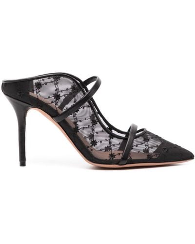 Malone Souliers Maureen 85mm floral-embroidered pumps - Schwarz