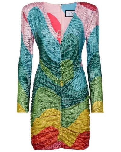 Philipp Plein Mini-jurk Verfraaid Met Kristallen - Groen