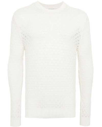 Eleventy Open-knit cotton jumper - Blanc