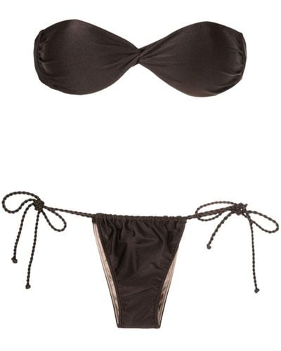 Adriana Degreas Rope-detail Strapless Bikini Set - Brown