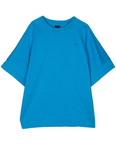 Juun.J Embroidered-logo cotton T-shirt - Blu