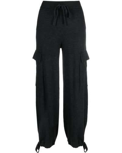 P.A.R.O.S.H. Tapered Drawstring Knit Trousers - Black