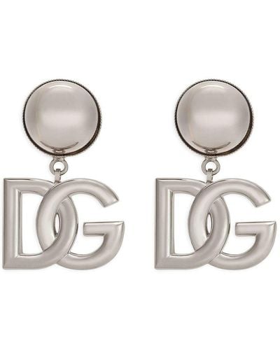 Dolce & Gabbana Clip Earrings With Dg Kim Dolce&gabbana Logo - Metallic