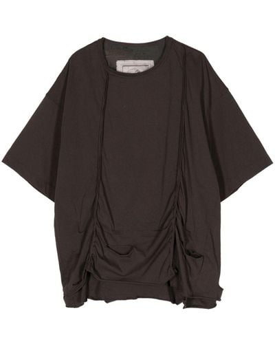 Ziggy Chen Ruched-detail Drop-shoulder T-shirt - Black