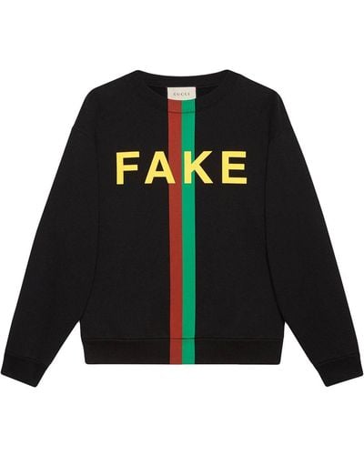 Gucci 'fake/not' Print Sweatshirt - Black