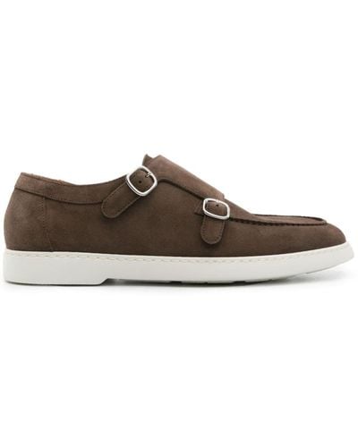 Doucal's Round-toe Suede Monk Shoes - Brown