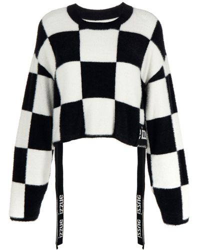 Izzue Checkerboard-print Logo-patch Jumper - White