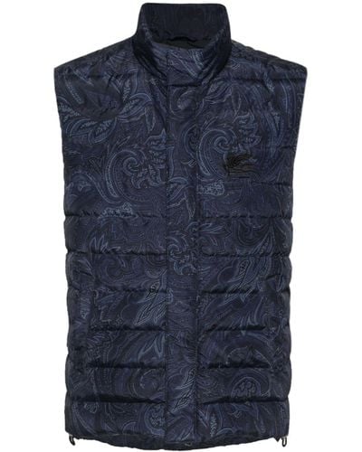 Etro Paisley-print Quilted Gilet - Blue