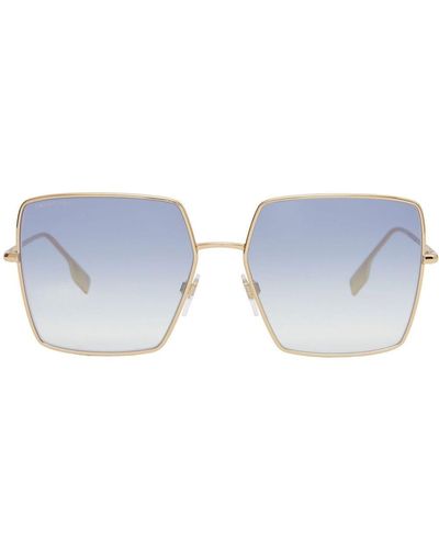 Burberry Icon Stripe Detail Square Frame Sunglasses - Blue
