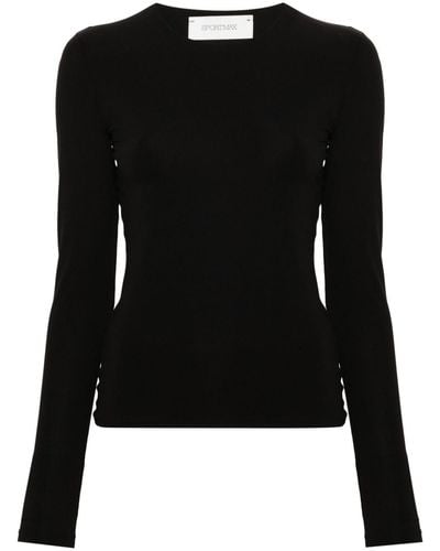 Sportmax Long-sleeved Stretch T-shirt - Black