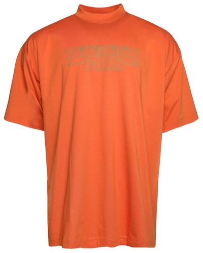 Vetements T-shirt en coton à logo imprimé - Orange