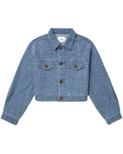 B+ AB Cropped Textured-tweed Jacket - Blue