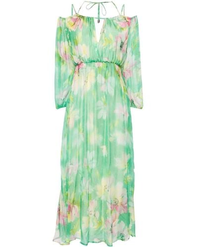 Liu Jo Chiffon-Kleid mit Blumen-Print - Grün