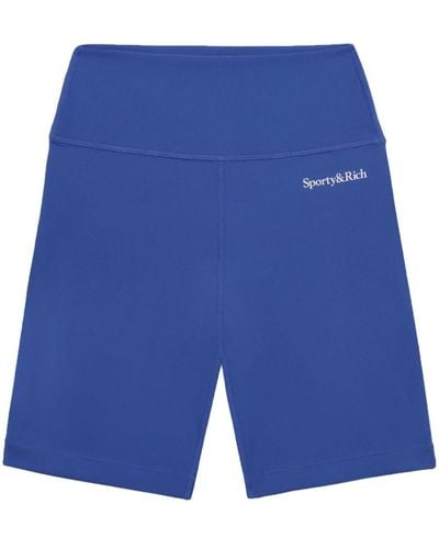 Sporty & Rich Logo-print cycling shorts - Blau