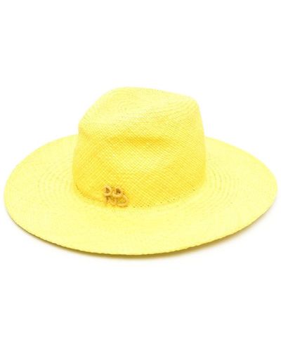 Ruslan Baginskiy Embroidered-logo Straw Sun Hat - Yellow