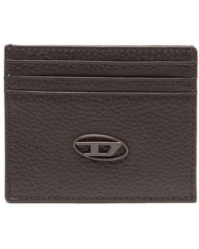 DIESEL Logo-plaque Leather Card Holder - Gray