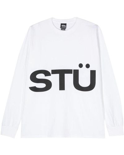 Stussy All Caps ロングtシャツ - ホワイト