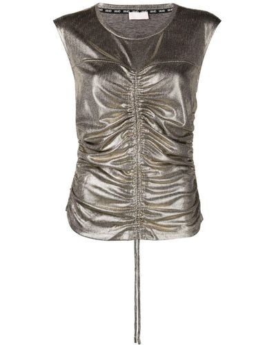 Liu Jo Metallic Drawstring Midi Dress - Grey