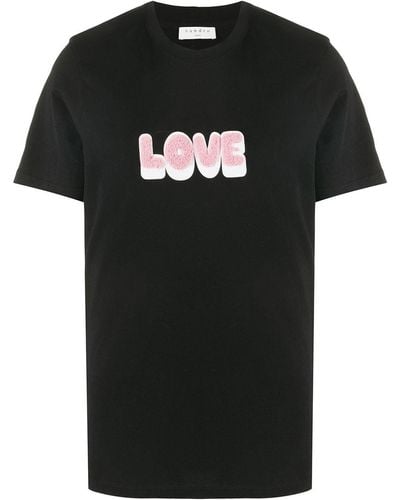 Sandro Embroidered Love Print T-shirt - Black