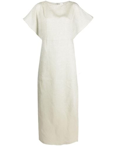 Eleventy Short-sleeve Linen Maxi Dress - White