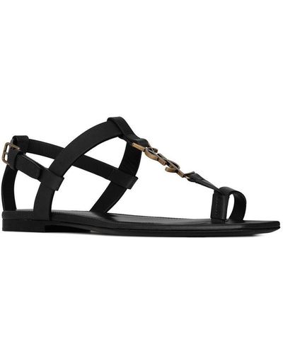 Saint Laurent Cassandra Sandalen Met Logo - Zwart