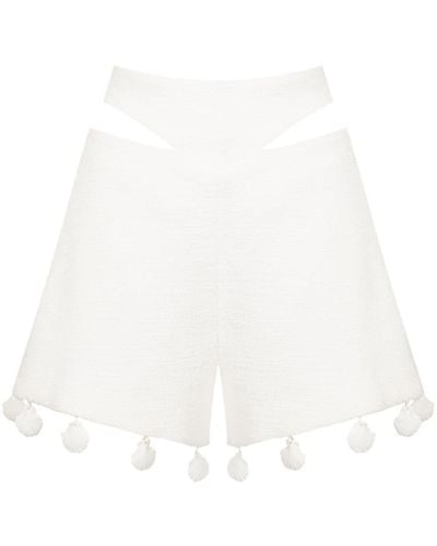 Adriana Degreas Shell-embellished Cut-out Shorts - White