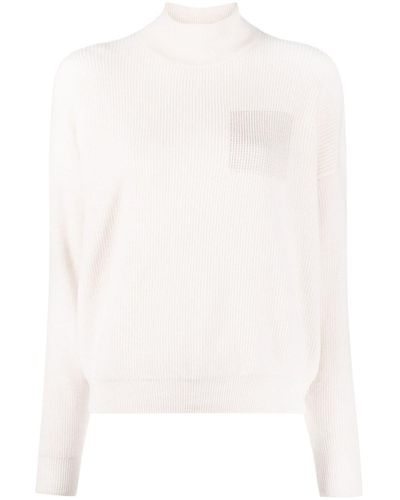 Peserico High-neck Ribbed-knit Sweater - White