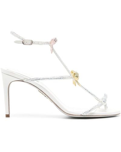 Rene Caovilla Caterina 100mm Rhinestone-embellished Sandals - White