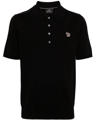 PS by Paul Smith Zebra-appliquéd Cotton Polo Shirt - Black