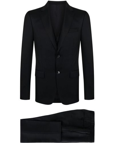 ZEGNA Single-breasted Wool-blend Suit - Black