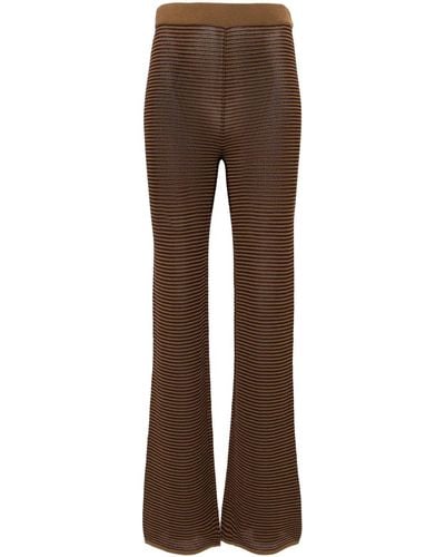 Claudie Pierlot Striped Fine-ribbed Trousers - Brown