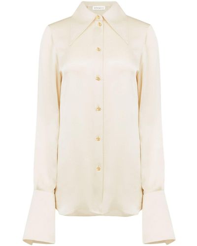 Nina Ricci Bell-cuff Satin Shirt - White